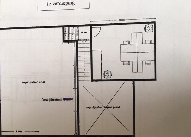 Te huur multifunctionele bedrijfsruimte met kantoor en gratis parkeergelegenheid nabij @Schiphol aan de Sloterweg 303-e @Badhoevedorp Foto 04 Plattegrond 1e etage 01a