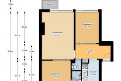 Deels gestoffeerd driekamerappartement op de tweede etage met dubbel balkon en vrij uitzicht @Badhoevedorp Einsteinlaan 131 is te huur voor twee jaar plattegrond